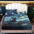 thumbnail image 6 of Xoenoiee Cat Starry Night Print 3 Piece Fitted Sheet Set for Kids & Teens, Soft Bedroom Decor, Deep Pocket Fitted Bottom Sheet with 2 Pillowcases, Machine Washable, Twin Size, 6 of 7