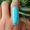 thumbnail image 4 of Blue Turquoise Gemstone Ring, 925 Sterling Pure Silver Ring, Natural Turquoise Stone Ring, Turquoise Ring, Silver Ring, Personalized Gift,,,, 4 of 4