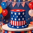 thumbnail image 4 of BiFandian 4th of July American Flag Tall Top Hat, Patriotic Red White Blue Star Stripe Party Hats, Wide Brim Star Printed Tall Cylinder Hat for Independence Day Memorial Day Decor, 4 of 7