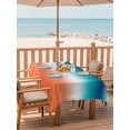 thumbnail image 2 of Outdoor Tablecloth with Umbrella Hole for Patio/Picnic/Party/Camping, Orange Blue Teal Ombre Waterproof Table Cloth Rectangle Table Cover Washable, Contemporary Abstract Gradient (54"x 80"), 2 of 8
