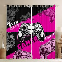 Feelyou Video Games Console Blackout Curtains Set of 2 (52x84 Each), Pink Cartoon Gamepad Window Curtains, Game Controller Curtains and Drapes, Blackout Curtains Bedroom Decor