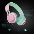 thumbnail image 3 of Riwbox WT-7S Auriculares Bluetooth con luz, Auriculares inalámbricos estéreo Plegables con micrófono y Control de Volumen para PC/Tableta/TV/Viajes (Rosa Verde), 3 of 5