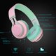 thumbnail image 3 of Riwbox WT-7S Auriculares Bluetooth con luz, Auriculares inalámbricos estéreo Plegables con micrófono y Control de Volumen para PC/Tableta/TV/Viajes (Rosa Verde), 3 of 5
