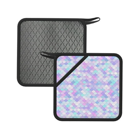 

Sikiie Rainbow Scales Pot Holders Kitchen Insulation Mats Heat Resistant Pot-Holder Oven Anti-Scald Pads for Cooking Baking 7.1*7.1inch