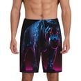 thumbnail image 1 of Balery Futuristic Purple Panther Pantalones cortos de pijama de punto de algodón para hombre con cinturilla y bolsillos-4X-Large, 1 of 6