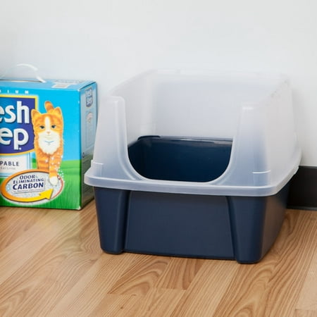 IRIS Open-Top Cat Litter Box With Shield, Regular, (Best Litter Box For Keeping Litter In)