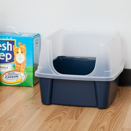 - IRIS Open-Top Cat Litter Box With Shield, Regular, Navy
