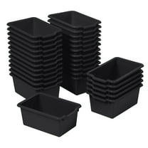 ECR4Kids Scoop Front Plastic Storage Bins, Multipurpose Organization, Black, 30-Piece