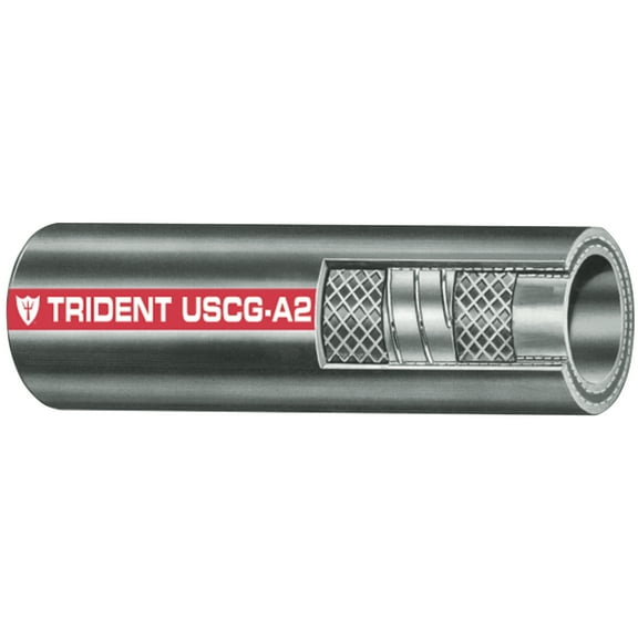 Trident 32711241B 1-1/2" ID x 2" OD x 12-1/2' Type A2 Fuel Fill Marine Hose with 60# Working Pressure