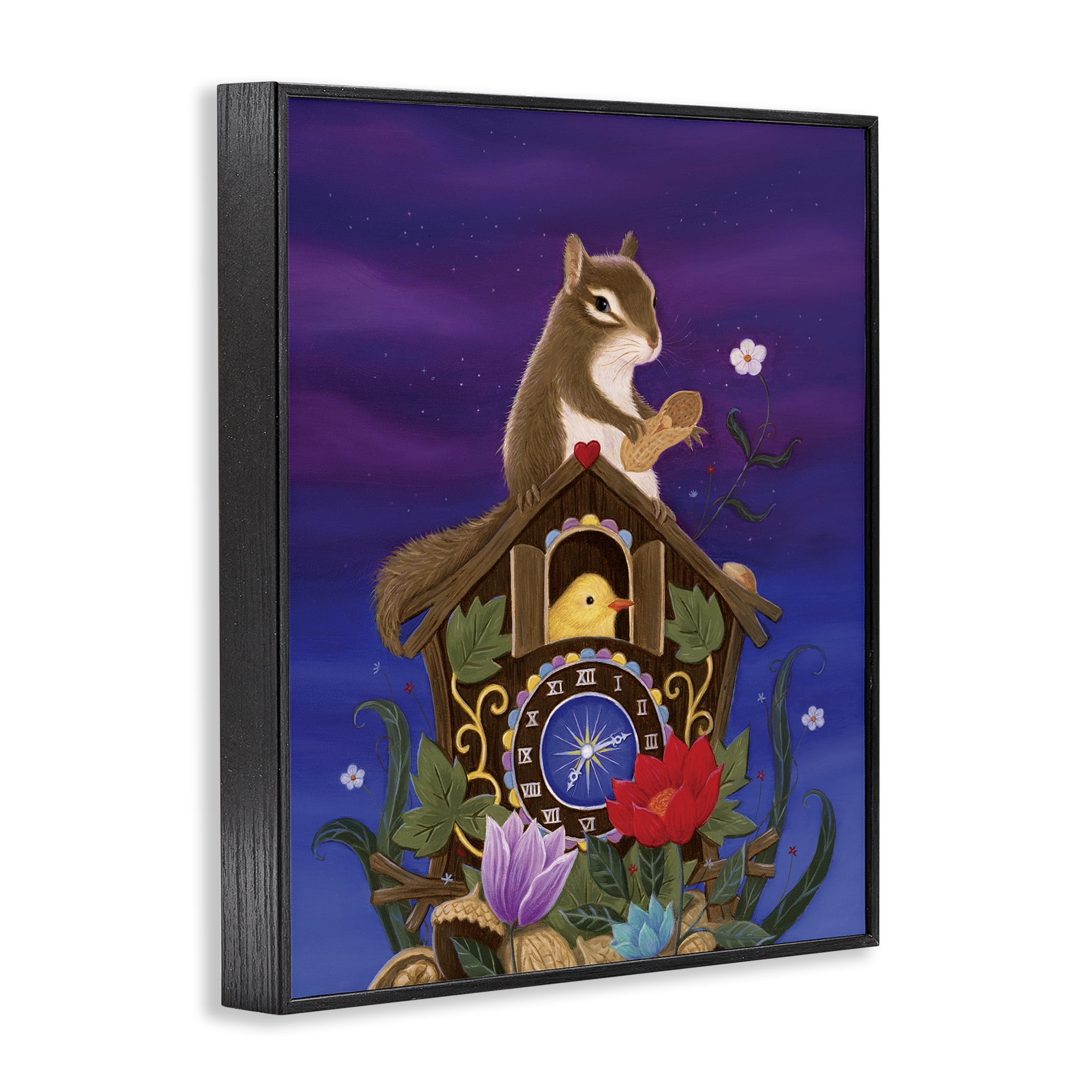 Stupell Industries Nighttime Snack Squirrel Black Framed Giclee Art, design by Gina Matarazzo