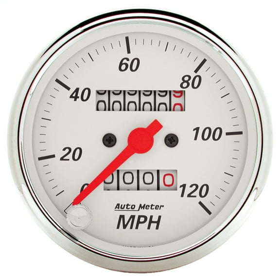 AUTO METER 1396 3-1/8IN SPEEDO, 120 MPH, W/TRIP, MECH, ARCTIC WHT