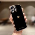 thumbnail image 2 of iPhone 14 Pro Max Case  Women Girl Cute Love Heart Luxury Plating Soft Bling Back Cover Raised Full Camera Protection Bumper Silicone Shockproof Phone Case  iPhone 14 Pro Max, Black, 2 of 15