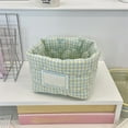 thumbnail image 3 of Storage Bags​ Colorful Plaid Soft Bin with White Label Cloth Collapsible Design Desk Closet Small Item Organization Home Utility Storage, 3 of 4