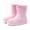 Pink, variant on GobdXE Solid Mid Calf Rain Boots Waterproof Nonâ Thick Platform Sole Short Rain Booties Easy On off Outdoor Mud Boots for Boys Girls Pink,17-18 Years