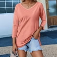thumbnail image 2 of Tops for Women Trendy Women S Tops Long Sleeved Metallic Top Raglan Sleeve Wool Long Sleeve Surplice T Shirt for Work Casual Athletic Shirt Cute Summer Full Sleeves Top Quarter Orange L, 2 of 4