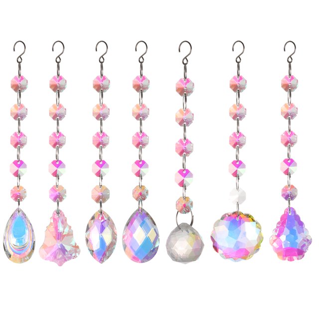 Colgantes de cristal colorido Uxcell, atrapa luz, prisma para decoración del hogar, 7 piezas
