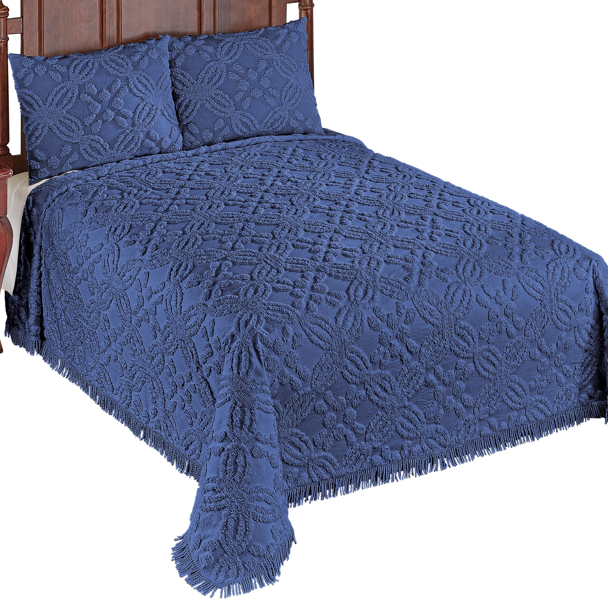 Collections Etc Diamond Chenille Bedspread MIDNIGHT BLUE FULL Walmart