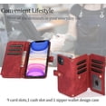 thumbnail image 6 of Wallet Case for iPhone 12(iPhone 12 Pro), iPhone 12(iPhone 12 Pro) Wallet Phone Case, Premium Zipper (with Wristlet) Flip Leather Phone Case for iPhone 12/12 Pro(6.1 inches) - Red, 6 of 14