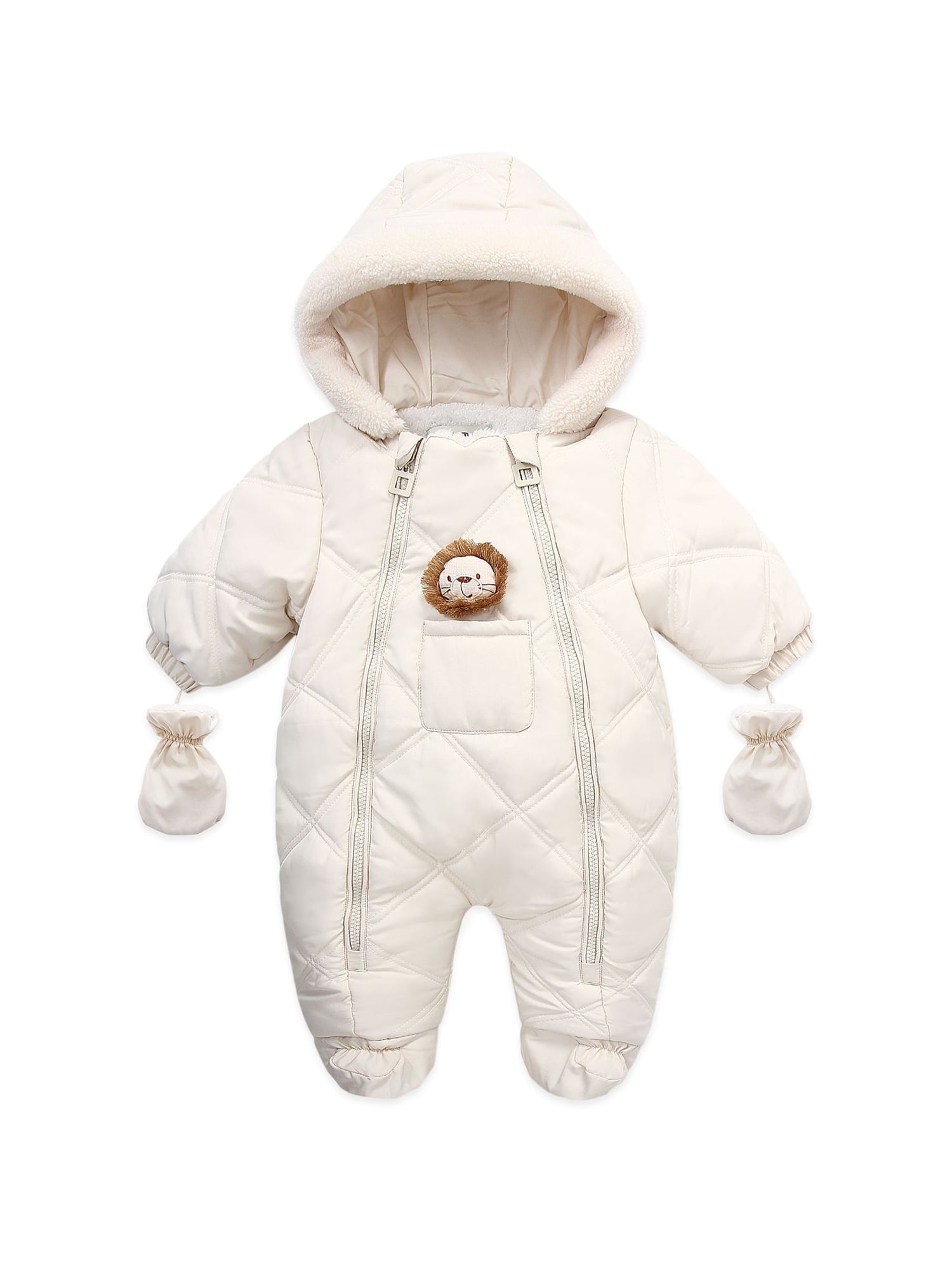 Baby Snowsuit Hooded Overalls with Footie Winter Romper Cotton Onesies Winter Jacket Outfits 3-18 Months 