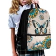 thumbnail image 3 of Yuyamidu Boho Butterfly Backpack and Lunchbox, Pencil Case, Water Bottle Pouch & Keychain, 5-Piece School Bag for Girls 8-12, 17 inch Lightweight Bookbag for 3rd-6th Grade, Back to School Supplies, 3 of 7