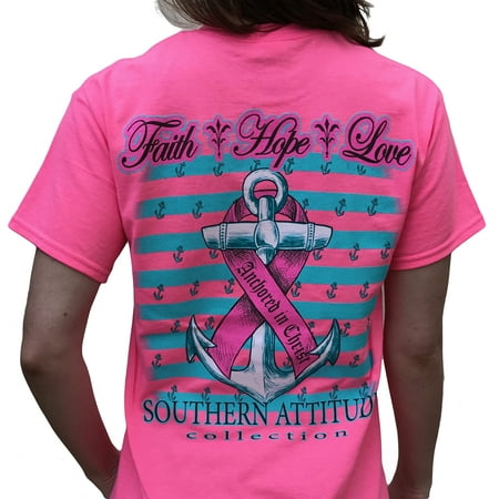 Southern Attitude Hope Breast Cancer Awareness Pink Short Sleeve Shirt