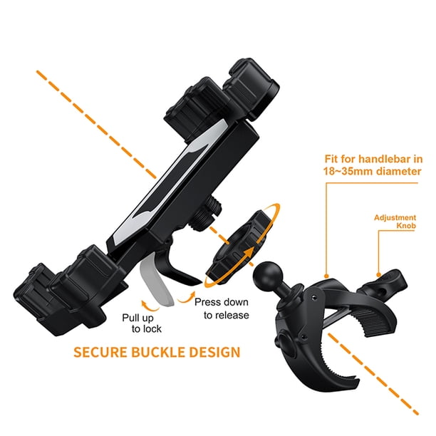 Support De Lampe Vélo Universel 360° – Diamètre 18–35mm, Noir, Facile à Fixer