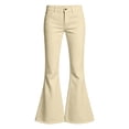 thumbnail image 6 of dazeni Girls Flare School Uniform Pants High Waisted Bell Bottoms Pull on Chino Bootcut Trousers with Pockets Kids Preppy Clothes Beige 11-12 Years, 6 of 7