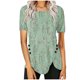 thumbnail image 1 of Blusas de Manga Corta para las Mujeres Botón Impreso Cuello Redondo Top Casual, Blusas para las Mujeres Casual, 1 of 6