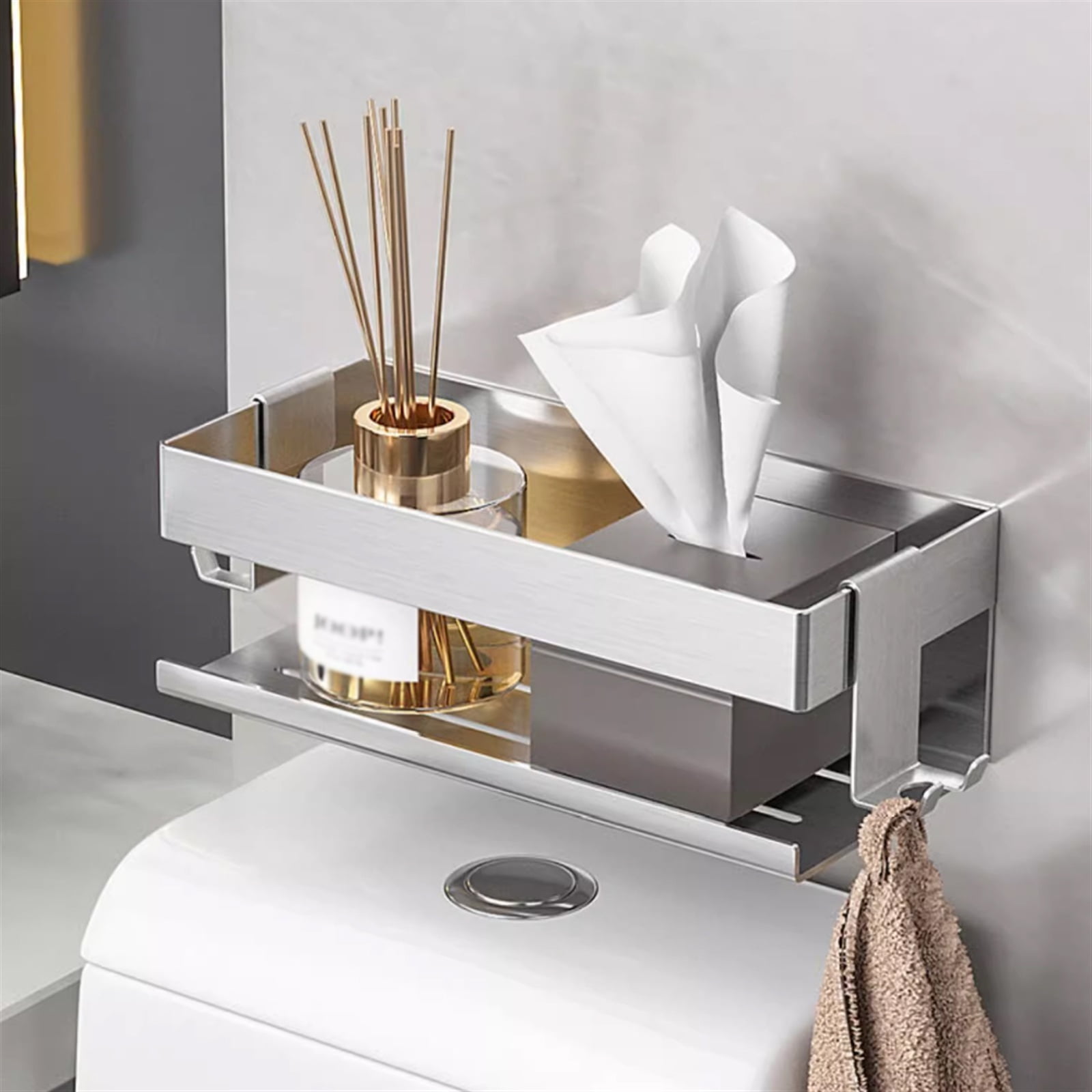 Bathroom Shower Shelves, Wall Mounted Adhesive Shower Organizer, No-Drill Stainless Steel Bathroom Caddy