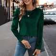 thumbnail image 2 of VISALY Women's Puff Long Sleeve Velvet Tops Base Layers Crewneck Blouses Stretchy Slimming Shirts Trendy Dressy Casual Blouses Elegant Office Shirts Fall Classy Work Holiday Party Outfit Green Xl, 2 of 9