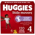 thumbnail image 1 of Huggies Little Movers Baby Diapers, Mega colossal pack, Size 4 (22-37 lbs), 120 Count, 1 of 9