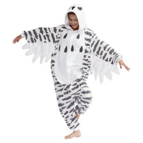 Unisex Adult Snowy owl Onesie One Piece Pajamas Animal Christmas Costume Homewear Sleepwear for Women men