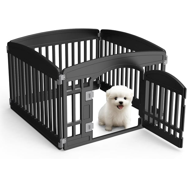 Parque para perros de 4 paneles de 24" | Valla segura para mascotas para interiores y exteriores | Plegable y portátil | 35 x 35 x 24 pulgadas, ideal para perros pequeños y medianos | Fácil