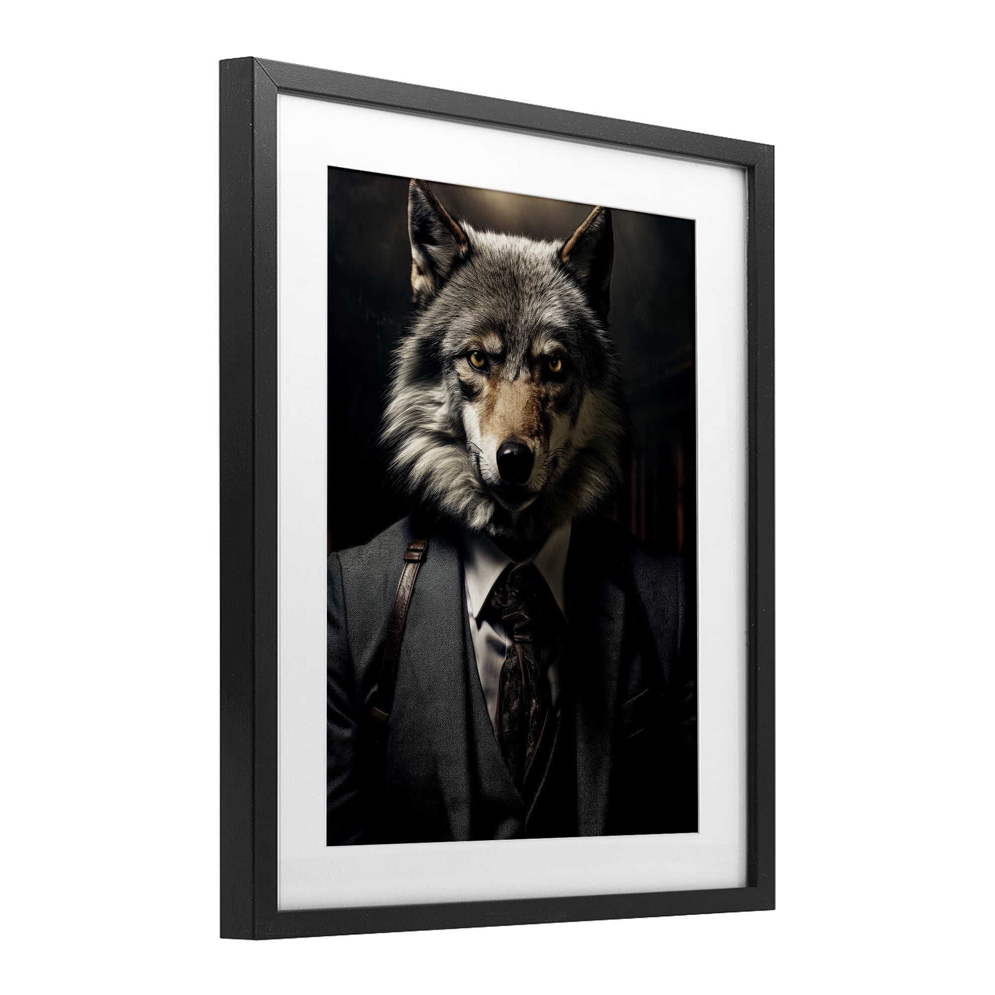 Stupell Industries Trendy Wall Street Wolf Black Framed Print Under Glass, design by Ray Powers