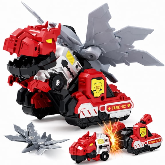 Dimoarch 3-in-1 Collision Transforming Dinosaur Car Toy, Toddlers Magnetic Cars Combine into a T-Rex for Boys Ages 3 4 5 6 Christmas Birthday Gift