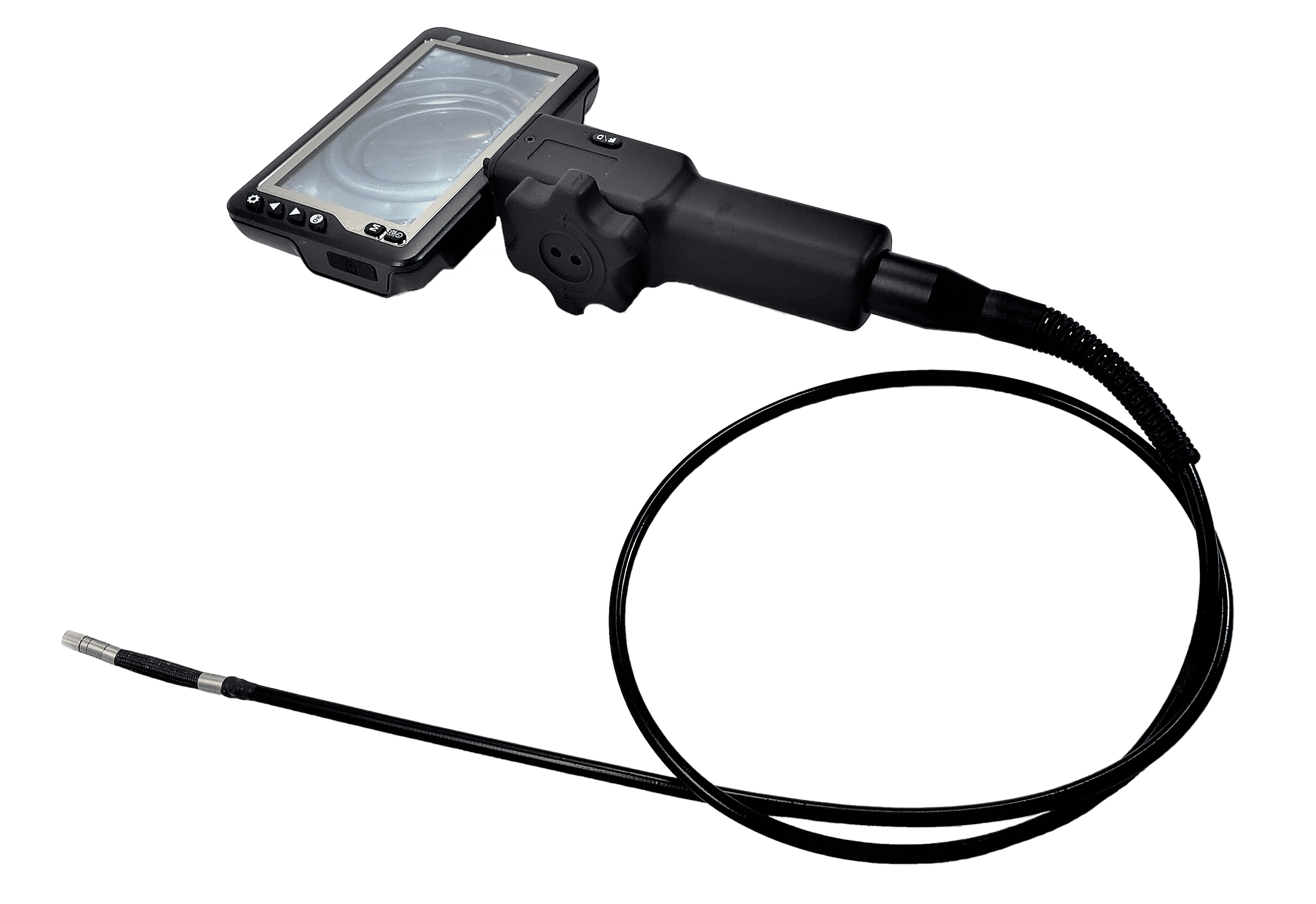 Vividia VA-450 HD Two-Way Articulating Borescope Videoscope Inspection Camera with 5.5mm Diameter 1m Probe 1280x720 Resolution and IPS 4.5" LCD Monitor