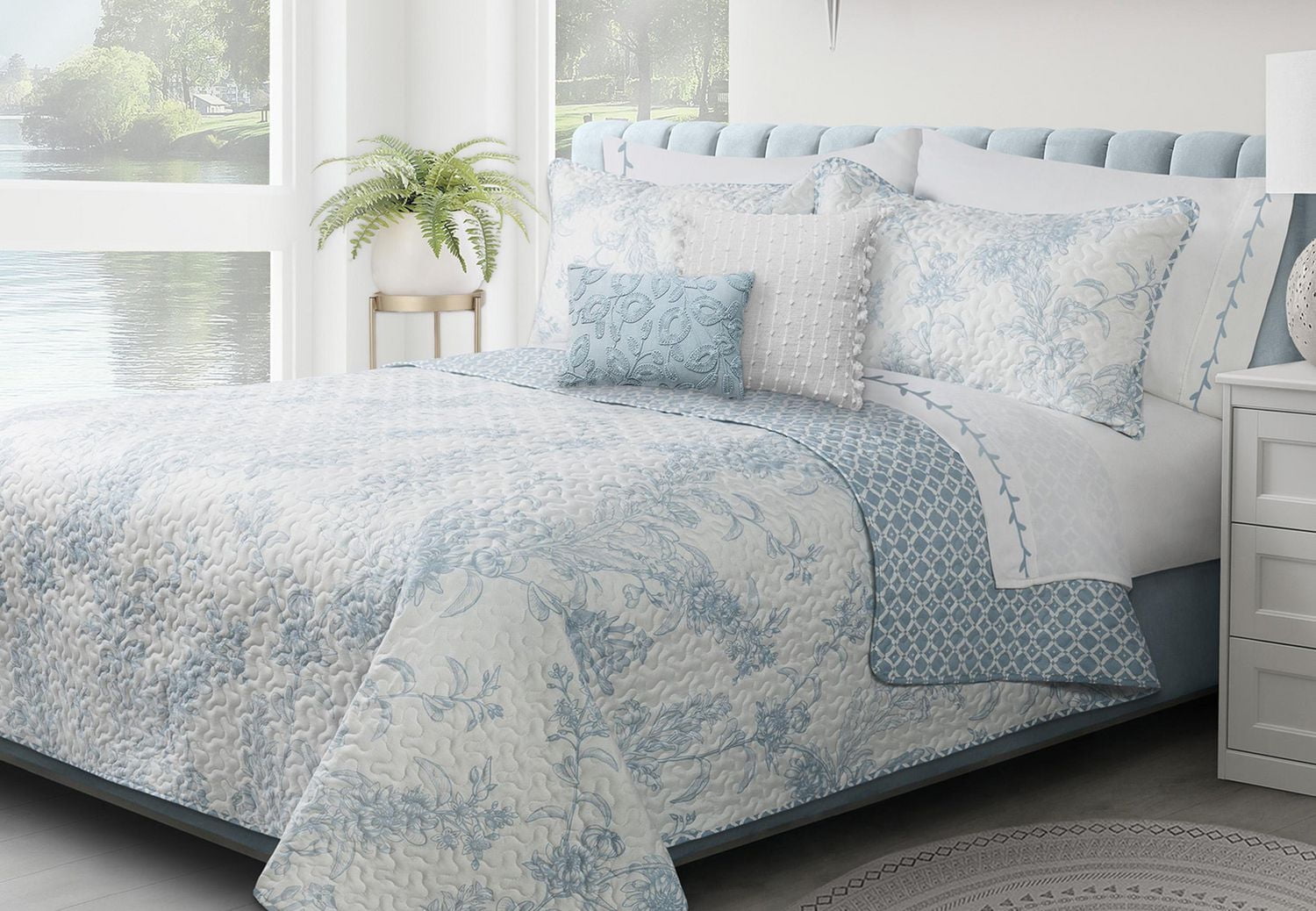 Safdie & Co. Courtepointe 3PC K Transitions Rêve Bleu