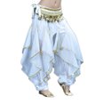 thumbnail image 2 of BellyLady Belly Dance Harem Pants Tribal Baggy Arabic Halloween Pants-White, 2 of 4