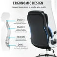thumbnail image 6 of Executive Office Chair, High Back Faux Leather Ergonomic Office Desk Chairs with Wheels, 90-120° Rocking Managerial Swivel Home Computer Chairs with Flip up Arms Lumbar Support(Black), 6 of 9