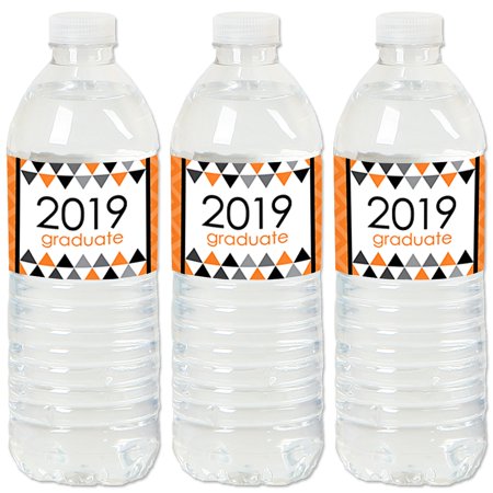 Orange Grad - Best is Yet to Come -  Orange 2019 Graduation Party Water Bottle Sticker Labels - Set of