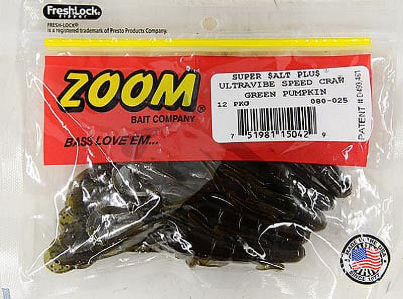 (2 pack) Zoom U-V Speed Craw 3.5'' Green Pumpkin 12pk