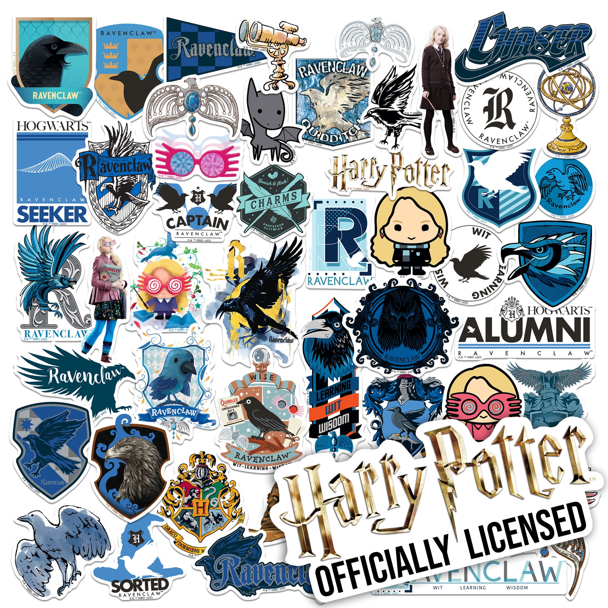 Harry Potter Ravenclaw Sticker Set Scrapbooking, Bottle, Theme Vinyl Skateboard, - Laptop, Cut Water of Variety Die Pack Tablet, Pack - Indoor/Outdoor 50 Stickers