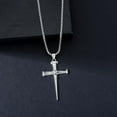 thumbnail image 6 of Three Nail Cross Necklace 925 Sterling Silver 3 Nail Cross Pendant Christian Jewelry Gifts for Men 22+2", 6 of 7