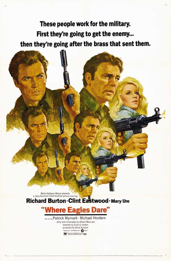 Where Eagles Dare Clint Eastwood Repro Film POSTER Blk 