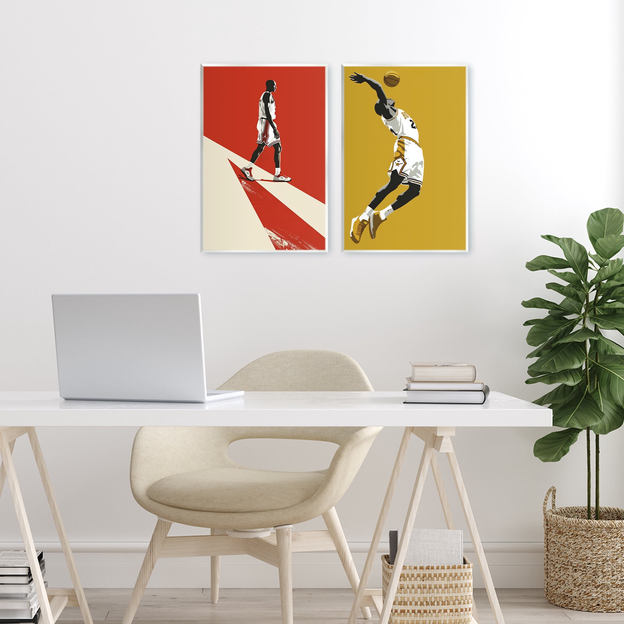 Stupell Industries Iconic NBA Champions 2 Piece Wall Plaque Art Set, design by Ray Powers