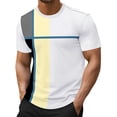 thumbnail image 2 of Vmvidoty Men's Casual T Shirts Short Sleeve Crew Neck Color Block Graphic Tees Shirt Summer Tops Yellow M, 2 of 9