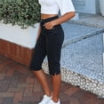 thumbnail image 4 of Zynoxe Womens Capri Denim Pants Trendy Stretchy Mid Waist Button Jeans Pants with Muti Pockets Casual Bodycon Cropped Denim Pants for Daily Wear Black L, 4 of 8