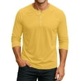 thumbnail image 2 of Lumtrix Mens Fashion Henley Shirts 3/4 Sleeve Sleeve Button Cotton Fitted T-Shirt Solid Color Soft Stylish Tee Tops Yellow 3XL, 2 of 7