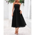 thumbnail image 4 of Vestido PRETTYGARDEN para mujer, de verano, con tirantes finos, midi, negro, 4 of 9
