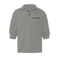 thumbnail image 5 of Men's Polo Shirts Long Sleeve Chest Pocket Collared Golf Shirts Men's Casual Shirts Business Casual Shirts Gray M, 5 of 5